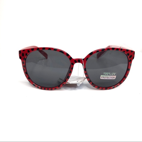 Accessories - Red with Black Polka Dotted Design Sunglasses